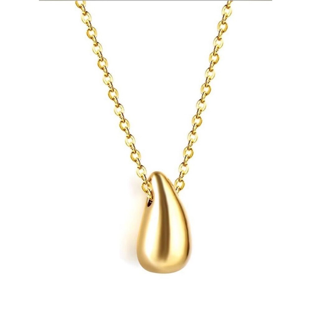 Gold Teardrop Pendant Necklace - 18k gold plated Stainless Steel Jewelry - Picture 3 of 3
